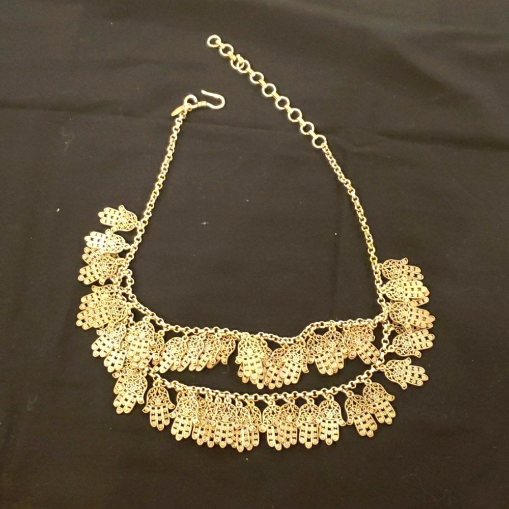 Hamsa hands necklace, 25" from tip to tip